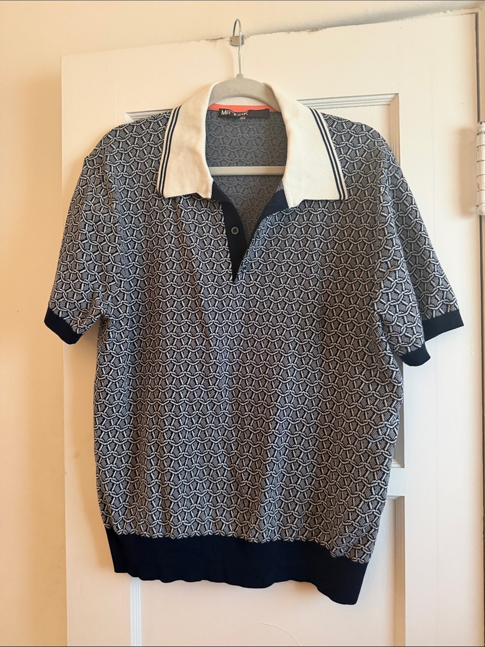 Mr Turk Navy Nautical Patterned Polo Shirt